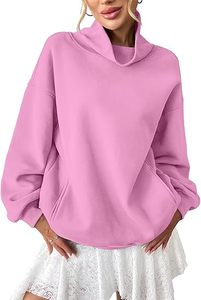 Sweat-shirts et pulls molletonnés décontractés pour femmes, <span class=keywords><strong>col</strong></span> montant, personnalisables avec logo imprimé, en coton, coupe oversize - Product Image 4