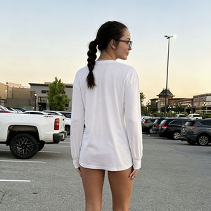 Top informal de algodón transpirable de manga larga con cuello de pico holgado y holgado para mujer, precio de fábrica, novedad de 2025 - Product Image 6