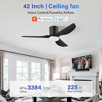 Ventilateur de plafond LED silencieux de luxe avec lumière, 42 pouces, kit de conversion BLDC, 3 pales, moderne, décoratif, télécommande