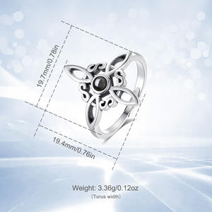 Changda女性用925スターリングシルバーブラック黒曜石<span class=keywords><strong>pagan</strong></span> wiccanジュエリーケルト魔女結び目リング男性用 - Product Image 2