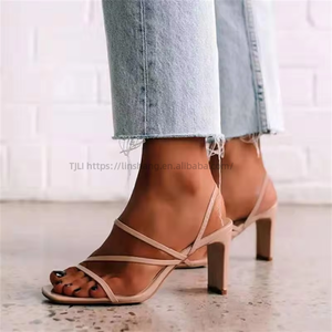 Spring Summer Collection New Female One-Line Roman Square Head Thick <b>Heel</b> Sandals Soft Cushioned Eva Outsole Flexible Pumps - Product Image 5