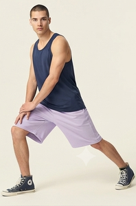 Shorts amples pour hommes de couleur lavande, taille élastique, coupe décontractée, taille mi-haute, style streetwear - Product Image 3