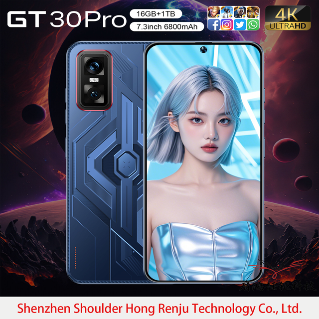 GT30 16GB+1TB Android 15 Mobile Phones 2026 Latest 7.3 Inch 108MP Rear Camera LTE Cellular Smartphone Global 5G LTE Bands