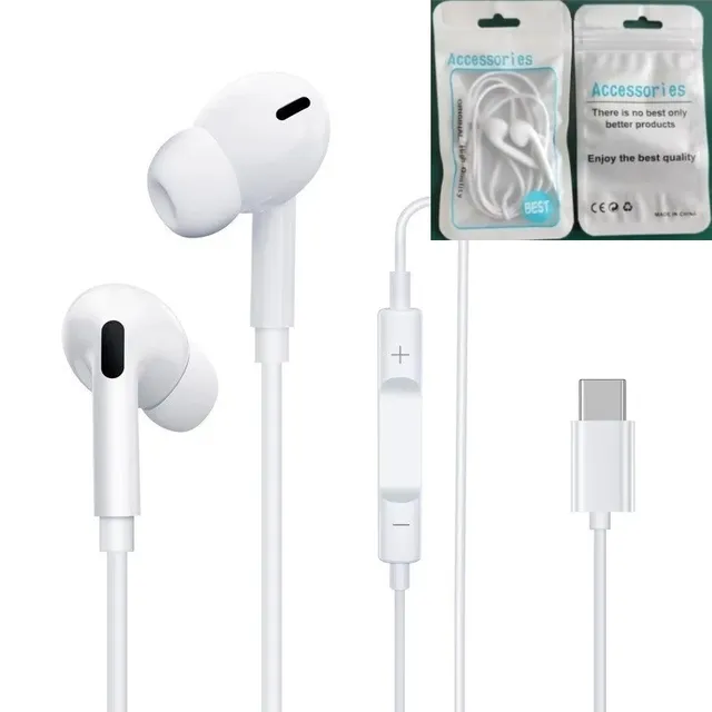 In Ear Type-C Wired Earphones with Microphone Volume Control Type C Wired Earphones for Third Generation Wired Earphone