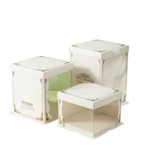 Großhandel hohe transparente durchsichtige 6 8 10 12 14 Zoll weiße kundendefinierte hohe Tortenbox aus Kunststoff aus Kraftpapier