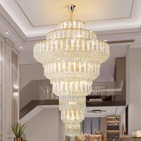 Lustre en fer de luxe à double niveau avec cristaux, hauteur réglable, LED dimmable, blanc chaud doux 2700K, IRC 90, garantie 3 ans, pour projets
