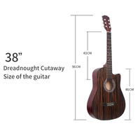 China Factory 38 Inch Acoustic Guitar Wholesale Musical Instrument for Sale 6 String Guitars Cheap Ebony Guitars