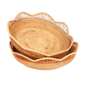 ตะกร้าหวายลายดอกไม้สไตล์เวียดนามโต๊ะกาแฟบ้านจานผลไม้ตะกร้างานฝีมือหวายขนมและลูกกวาด - Product Image 6