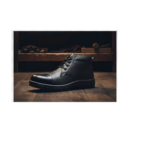Chaussures de sécurité modernes en cuir véritable pour hommes, construction robuste, semelle solide, à lacets, style industriel, usage quotidien au travail. - Product Image 3