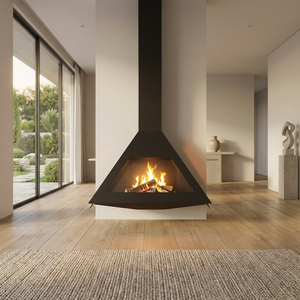 Cheminée suspendue moderne à flamme réelle, verre transparent, chauffage de villa, poêle à <span class=keywords><strong>bois</strong></span> autoportant, <span class=keywords><strong>insert</strong></span> en plaque d'acier - Product Image 5