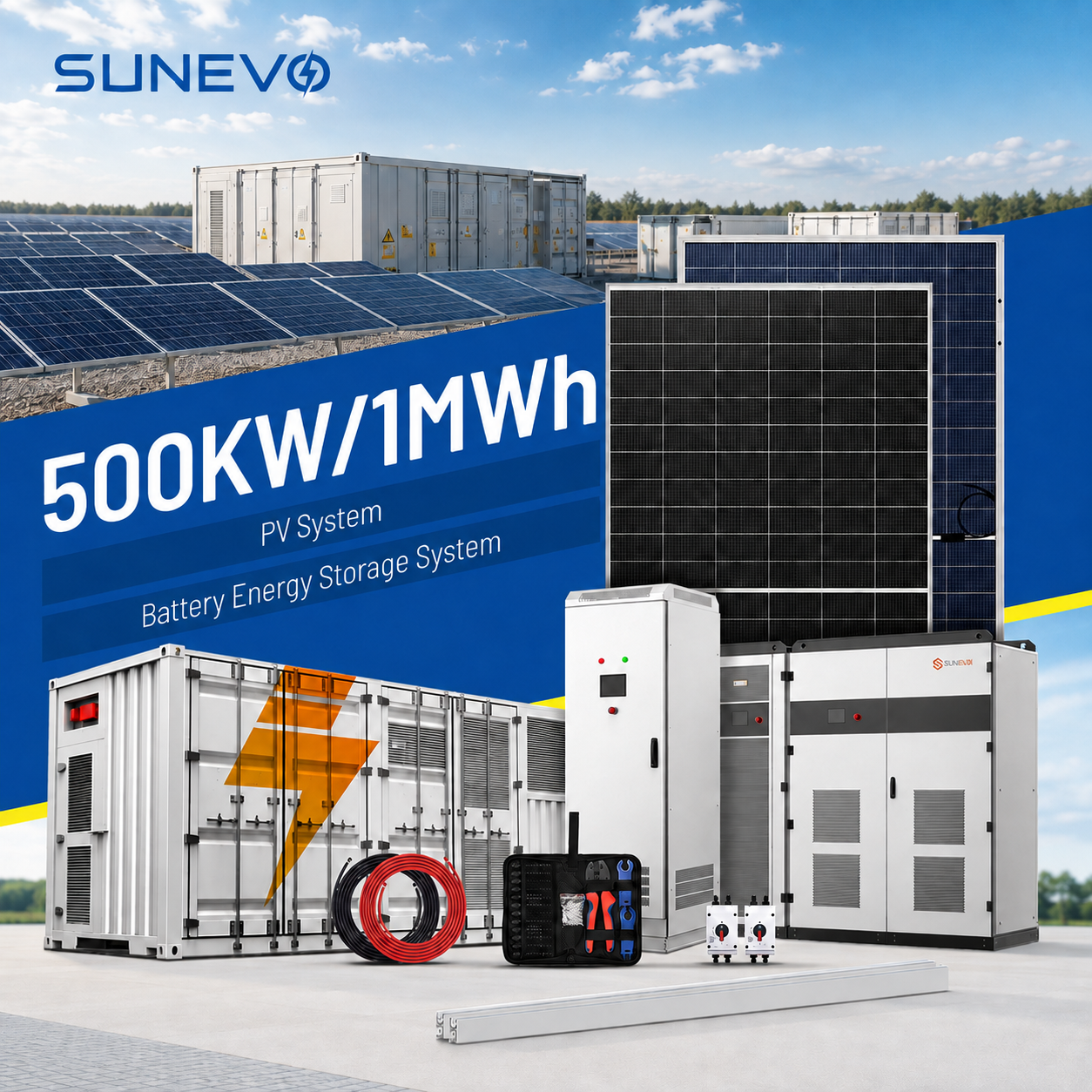Containerized Hybrid Solar Energy Storage System 100kW <strong>200kW</strong> 500kW with HJT Bifacial Solar Panels for Commercial Industrial Use