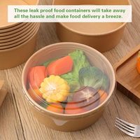 Bol en papier kraft biodégradable, résistant à la graisse et aux fuites, avec couvercle, jetable, compatible micro-ondes, pour salade et soupe chaude