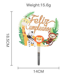 ท็อปเปอร์เค้กวันเกิดธีมซาฟารีสำหรับเด็กผู้ชาย ลายสวนสัตว์ ลิง สิงโต ปาร์ตี้ในป่า ของตกแต่งเค้กธีมสัตว์ ของตกแต่งคัพเค้กวันเกิด XQA802-1 - Product Image 2