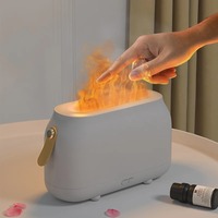 Diffuseur Humidificateur Portable Effet Flamme 180 ml pour Huiles Essentielles, Télécommande, Arrêt Automatique pour la Maison