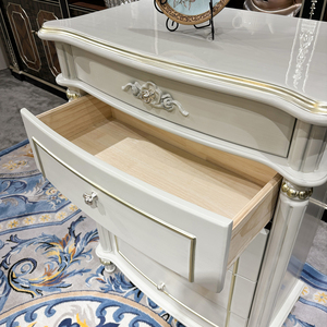 <span class=keywords><strong>Cassettiera</strong></span> in Legno Massello Intagliato Stile Francese, Mobile Contenitore Grigio Europeo con Cassetti <span class=keywords><strong>per</strong></span> Camera da Letto Elegante e Corridoio - Product Image 4