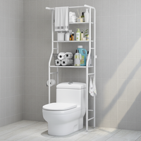 Étagère de rangement verticale en métal à trois niveaux, réglable et durable, pour serviettes de bain et organisateur pour toilettes