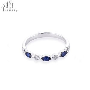 Bagues de mariage élégantes en or blanc massif 18 carats avec saphir, de qualité exceptionnelle, style classique, bijoux fins pour femmes, cadeau de fiançailles - Product Image 1