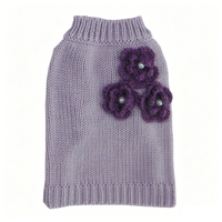 Pull chaud d'hiver pour chien, col roulé, tricoté, crocheté, fleur, perle, sweat à capuche pour chien fait main au crochet