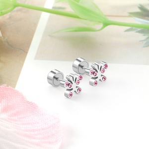 Boucles d'oreilles papillon en acier inoxydable avec diamants, fermoir à vis, pour femme - Product Image 5