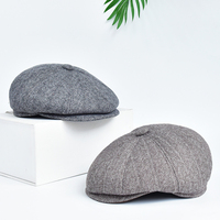 Béret tricoté en laine pour femmes, casquette unisexe, chapeau rétro en laine à visière, casquette de Newsboy, automne et hiver
