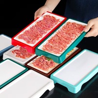 Platos para servir de cordero de carne china de doble color, respetuosos con el medio ambiente, olla caliente Rectangular, rollo de carne de cordero de melamina, plato de sashimi de piedra