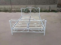 Cadre de lit vintage noir taille double, mobilier de chambre à coucher de luxe, lits en bois et en fer forgé