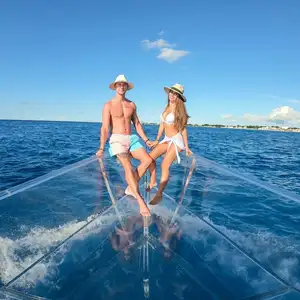 12 pessoa cristal cruzeiro tourist boat tour boat tourist balsa caiaque transparente claro barco com motor motor para férias resort