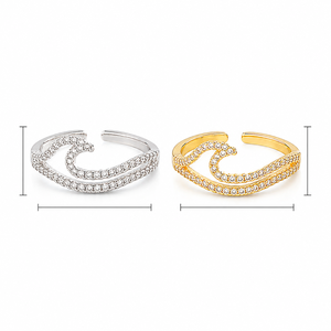 Anello a doppia onda, design bicolore, accessori alla moda per l'uso quotidiano - Product Image 5