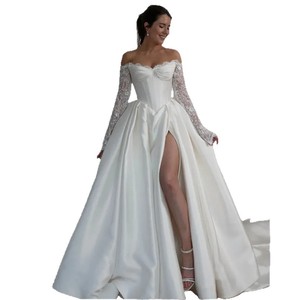 <span class=keywords><strong>Robe</strong></span> de mariée longue à épaules dénudées, en cristal royal, antistatique, coupe trapèze, nouvelle collection automne-<span class=keywords><strong>hiver</strong></span> 2025, dentelle, ajustée, traîne - Product Image 6