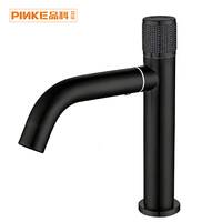 Robinet de lavabo noir en acier inoxydable, eau froide, tête rotative, monotrou, montage sur plan, valve en céramique, salle de bain moderne