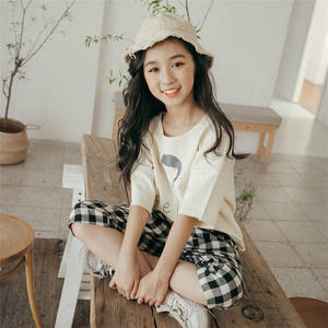 Nuevo Producto, Ropa Infantil de Boutique, Conjunto Casual y Elegante de Camiseta de Algodón para Niñas con Estampado a Cuadros y Pantalones para Niños - Product Image 3