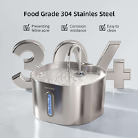 Fontaine à eau automatique pour animaux de compagnie en acier inoxydable, distributeur d'eau transparent et silencieux, solide, pour chat et chien, rechargeable, pour intérieur