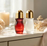 Flacon cylindrique en verre rouge transparent de 30 ml et 50 ml pour huiles essentielles, avec sérigraphie, pour cosmétiques – Fabrication de contenants