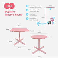 [HEDYS GROOMING] Table de toilettage réglable en hauteur, entièrement en contreplaqué rose et en acier, fabriquée en Corée pour chiens, confortable et sûre