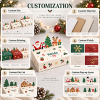 Boîte pliante en carton OEM pour emballage cadeau saisonnier, avec illustration interactive de personnages de Noël découpés et en relief