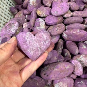 <span class=keywords><strong>Piedra</strong></span> de Palma Natural Rara de Purpurita Púrpura en Forma de Corazón, Cristales Curativos Pulidos, Gema de Corazón para Meditación y Decoración - Product Image 3