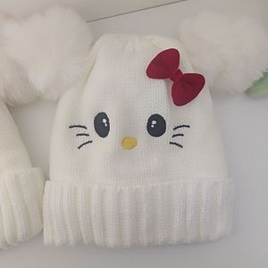 Gorro de Invierno MXM, Nuevo Modelo, Gato Blanco con Lazo, para Niños y Niñas, Interior de Felpa Suave, Tejido de Punto, Bordado - Product Image 4