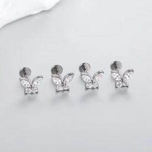 Boucles d'oreilles clous papillon en titane G23, bijoux de piercing pour l'oreille, bijoux de mode pour les fêtes - Product Image 4