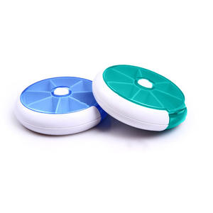 Pilulier rond portable avec 6 compartiments, boîte rotative en plastique ABS/PP - Product Image 2