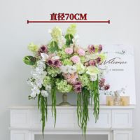 Dekorasi Pernikahan Grosir H555 Bunga Sutra Pink Hijau untuk Centerpiece, Bunga Lorong, Bunga Artifisial, Bola Bunga Mawar Real Touch