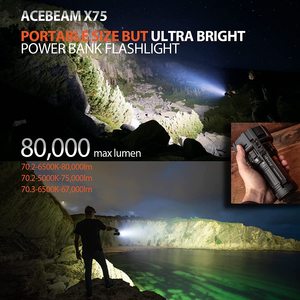 Lampe de poche ACEBEAM X75 80,000 <span class=keywords><strong>Lumen</strong></span> élevé XHP70.3, 70.2USB PD120W Power Bank Lampe de poche avec faisceau 1150 M, charge rapide 1.5h - Product Image 2