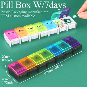 SUNSHING Rainbow Color 7 Day Weekly Pill <b>Container</b> Customizable <b>Tablet</b> Organizer Portable Travel Empty Vitamin Supplements Box - Product Image 1