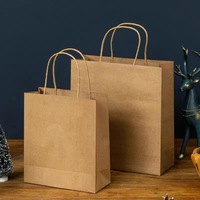 Sac en papier kraft brun personnalisé avec logo d'usine, sac de shopping réutilisable avec poignée torsadée, sac d'emballage cadeau durable et recyclable