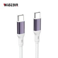 Câble de charge rapide WISESIR 1m 3A 60W PD en alliage d'aluminium Type-C pour iPhone 17 Pro Max et appareil photo