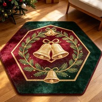 Tapis de sol circulaire en fausse fourrure de cachemire pour Noël, motif sapin de Noël, pour salon, canapé, entrée, absorbant et antidérapant