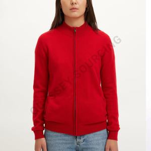 Pull cardigan élégant à fermeture éclair pour femmes avec logo 100% coton sur le devant Tissu doux Coupe confortable Parfait pour l'hiver Superposition - Product Image 3