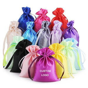 Bolsa de Satén Pequeña con Logotipo Personalizado, Bolsa de Regalo para Pelucas, Bolsa de Seda Grande con Cordón, Bolsas de Satén Personalizadas con Logotipo - Product Image 2