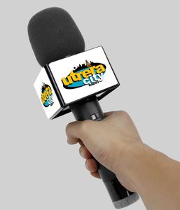 Drapeau de microphone personnalisé avec logo, en ABS, forme carrée, pour interview TV, avec éponge, à personnaliser soi-même - Product Image 5