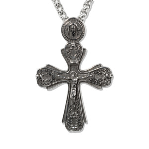 Collier pendentif croix à clous Couronne d'épines texturée en acier inoxydable 316L pour homme, style vintage gothique, motard, audacieux, rétro - Product Image 3