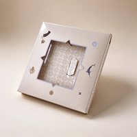 Boîte cadeau rigide de luxe personnalisée de style enveloppe avec fenêtre en PVC, boîte d'emballage en carton pour ensemble cadeau de bougies, de parfums et de cosmétiques